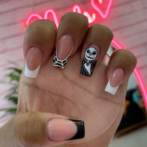 Black and White French Mid-Length Ballet Nail Stickers