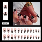 Sweet Cool Black Petal Drop French Nails Simple Chic Ins Style Almond Nails