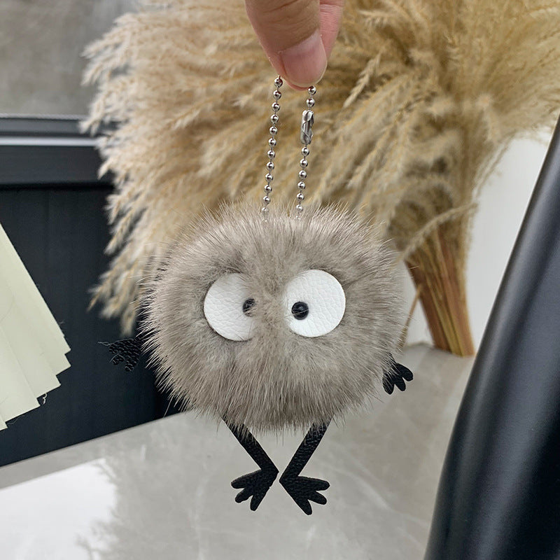 Cute Mink Fur Coal Ball Keychain - Car Charm