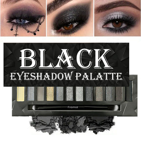 12-Color Halloween Eyeshadow Palette - Metallic & Matte, Punk Style