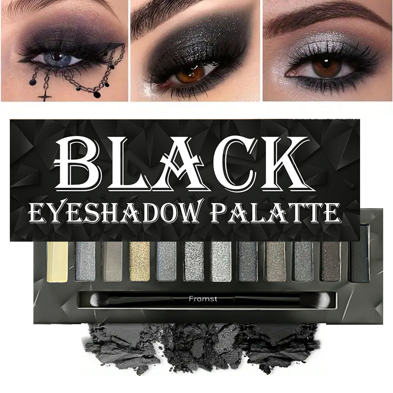 12-Color Halloween Eyeshadow Palette - Metallic & Matte, Punk Style