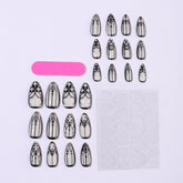 Gothic Style Removable False Nails Almond Shape Glitter