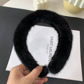 Winter Mink Fur Wide Headband - Stylish & Warm