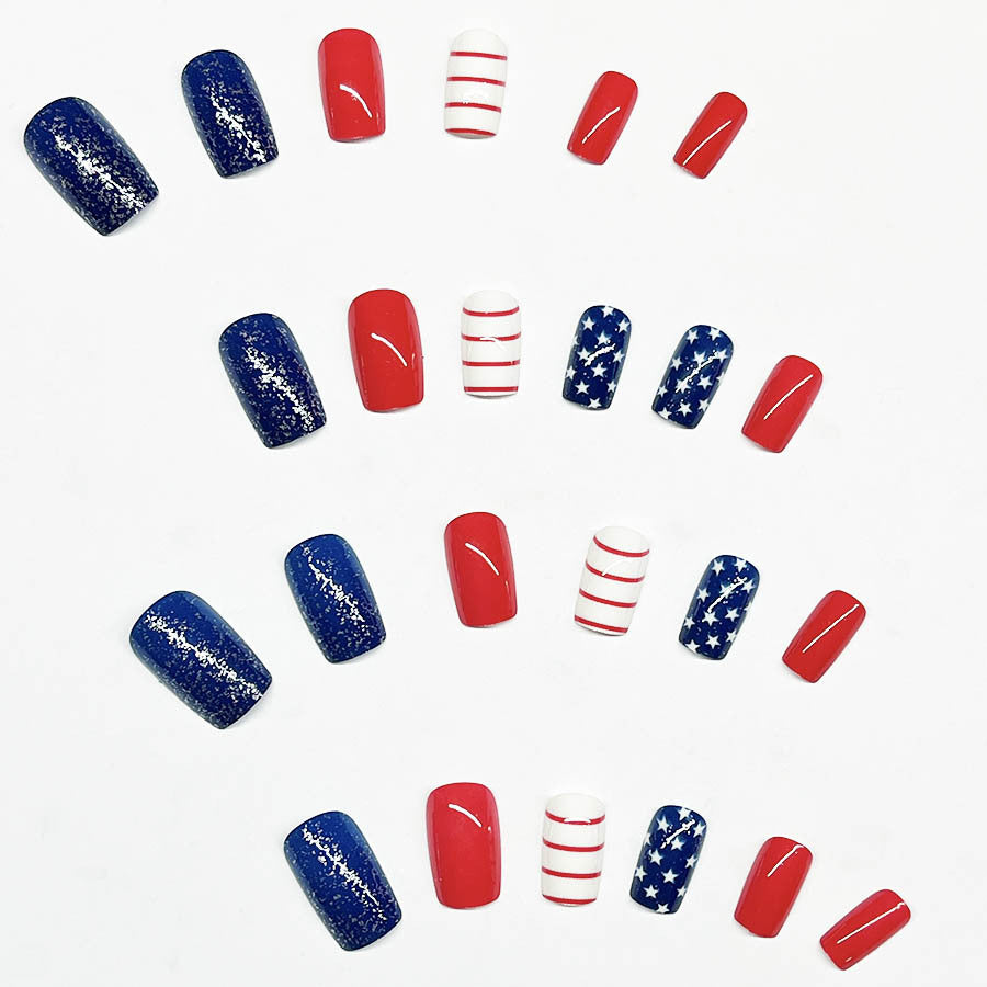 Classic Sweet Cool Mixed Color Flag Nails