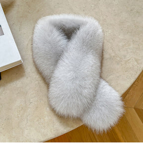 Winter Fox Fur Scarf with Real Rabbit Fur Lining