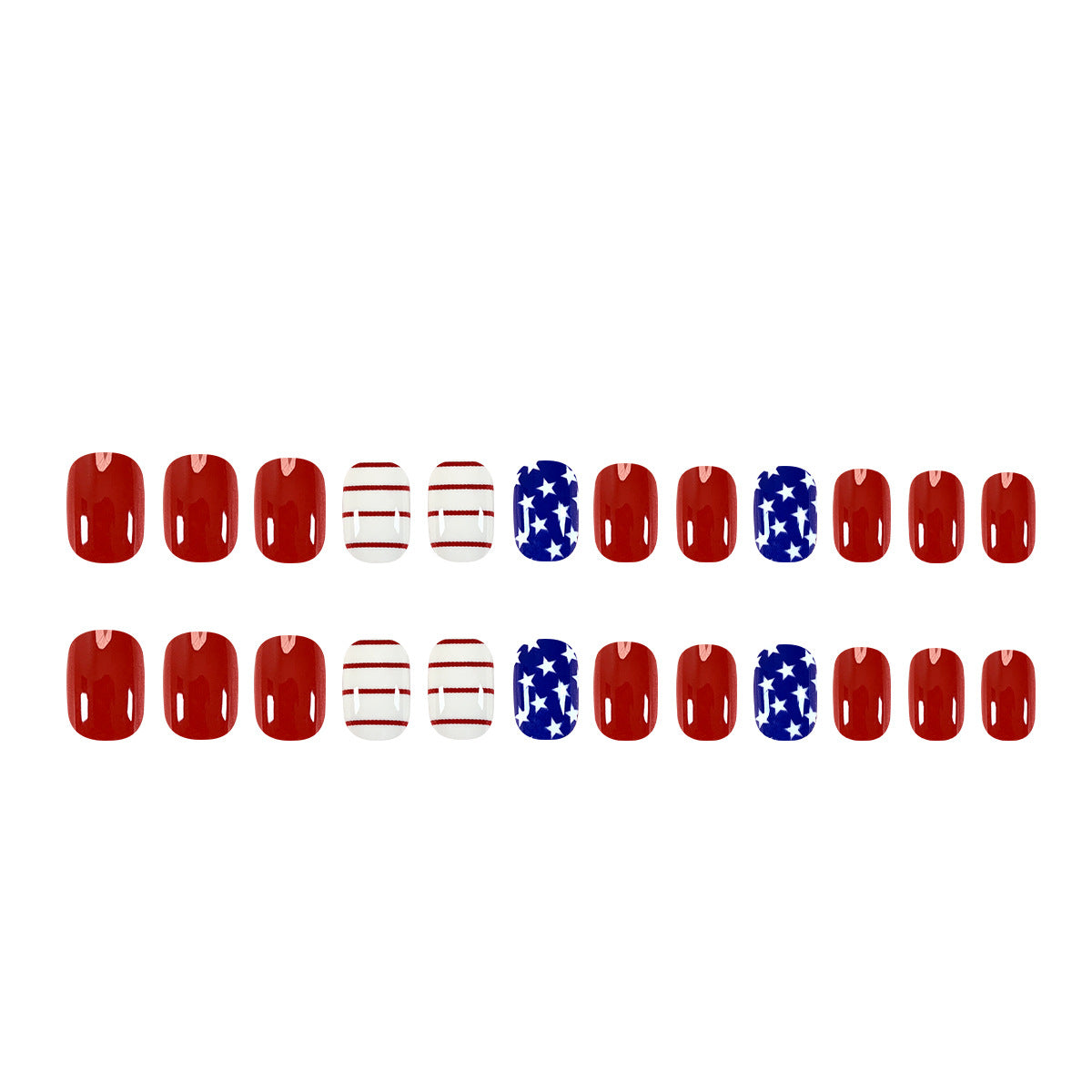 Short Square Patriotic Red Blue Nail Stickers