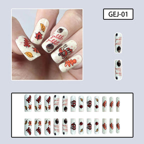 Thanksgiving Nails with Maple Leaf, Acorn, and Turkey Designs