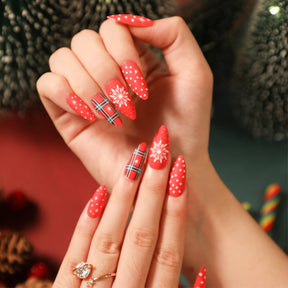 Christmas Press-On Fall Nails Set with Nail Tips