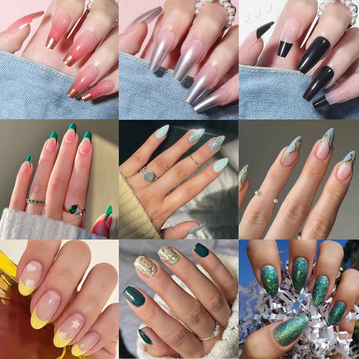 Y6 Ins Trendy Fall Nails: Almond Flashy Nail Tips