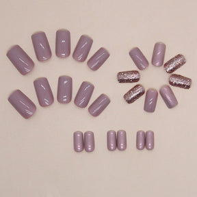 Ultra-Shiny Aurora Solid Color Mid-Length Square Nails