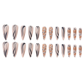 Long Matte Leopard Print Nail Tips, Ready-Made