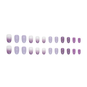 Oval Shape Sweet Lilac Pearl Gradient Nails, French Style