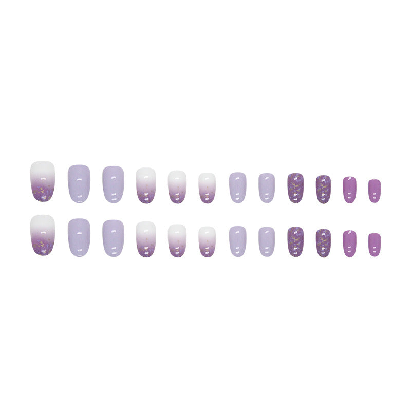 Oval Shape Sweet Lilac Pearl Gradient Nails, French Style