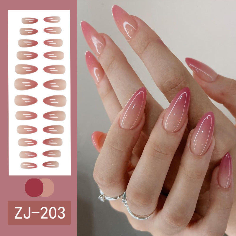 Ombre Almond French Rose Press-On Nails for Women