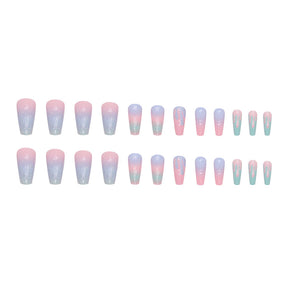 Sweet Shiny Macaron Gradient Nails, Cute Summer Wear