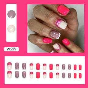 Colorful Flower Fall Nails Matte Finish 24 Pieces