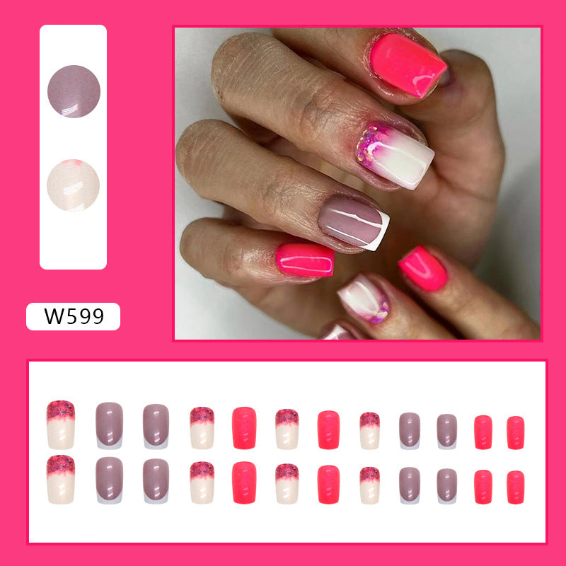 Colorful Flower Fall Nails Matte Finish 24 Pieces