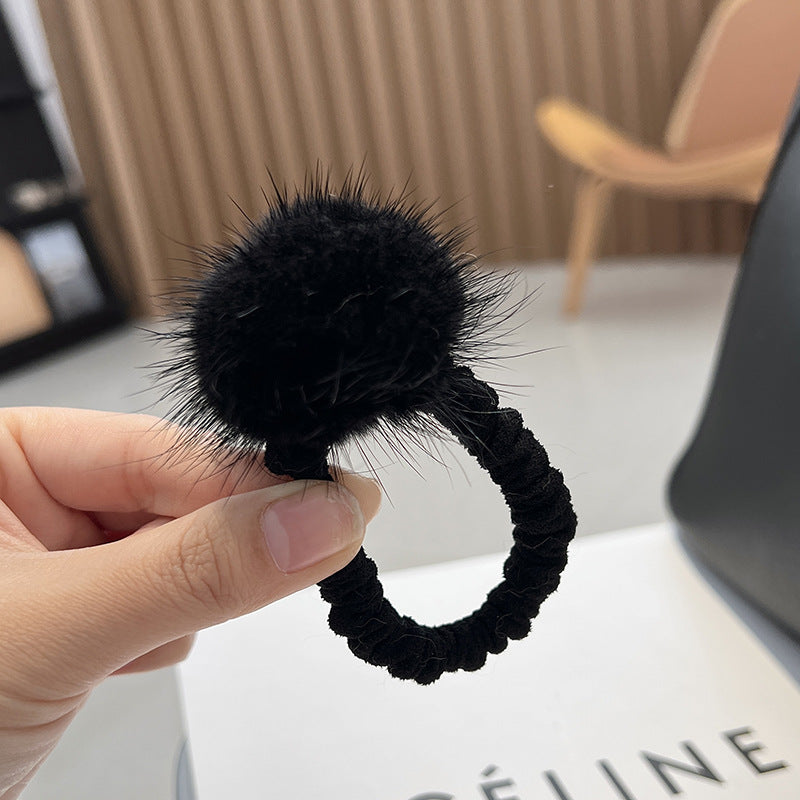 Cute Real Mink Fur Hair Tie Winter Fashion Accessory