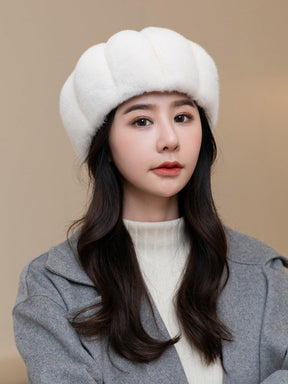 Warm Mink Fur Pumpkin Hat - Stylish Winter Accessory