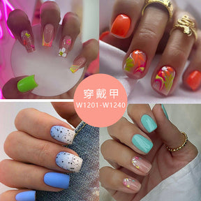 Chic Floral Fall Nails Light Luxury Ins Style 24 Pieces