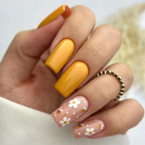 Cute Bee Flower Lemon Yellow Nail Stickers