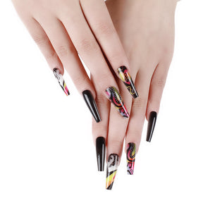 Colorful Music Notes Heart Snake Nail Tips