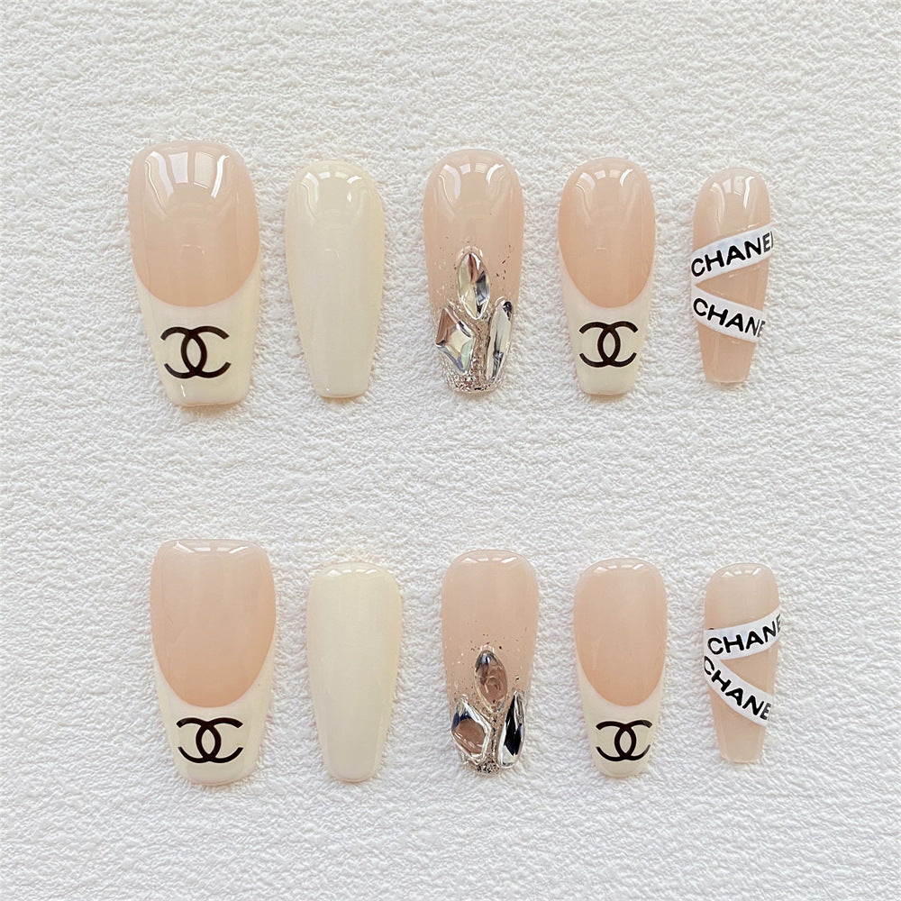 Chic Handmade Full-Diamond Teenage Spring Fall Nails, Versatile and Trendy Student-Friendly Nail Patches