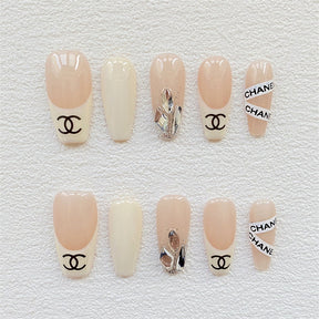 Chic Handmade Full-Diamond Teenage Spring Fall Nails, Versatile and Trendy Student-Friendly Nail Patches