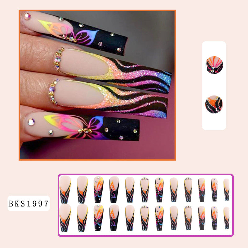 Butterfly Flame Glitter Nail Tips