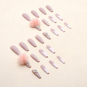 Pink Cotton Candy Diamond Ballet Fall Nails - Gentle & Feminine