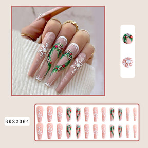 Snowflake Glitter Christmas Nail Tips