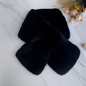 Wide Real Rabbit Fur Scarf - Cozy Winter Accessory