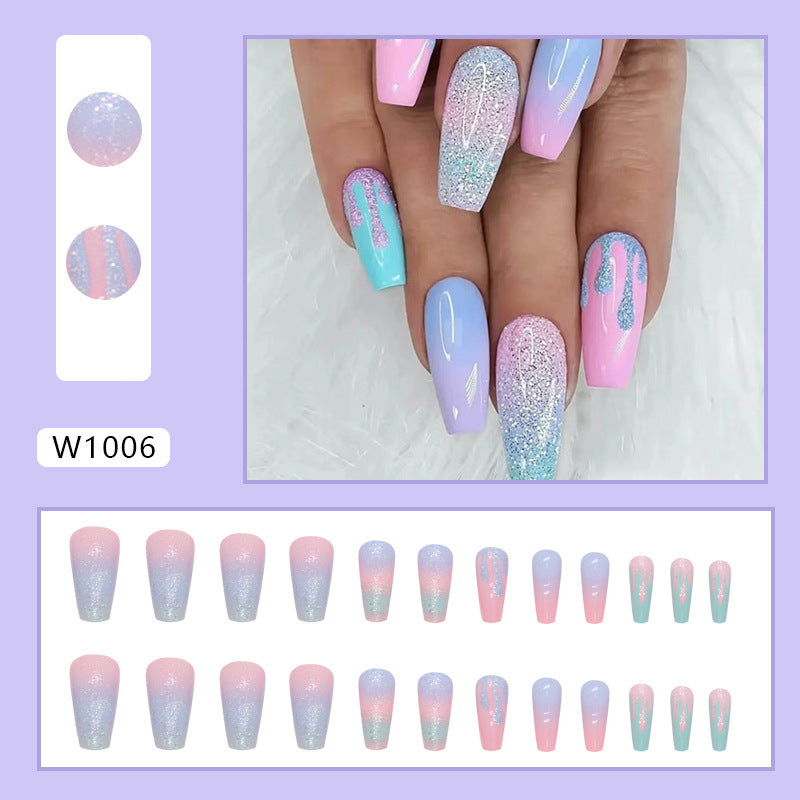 Sweet Shiny Macaron Gradient Nails, Cute Summer Wear