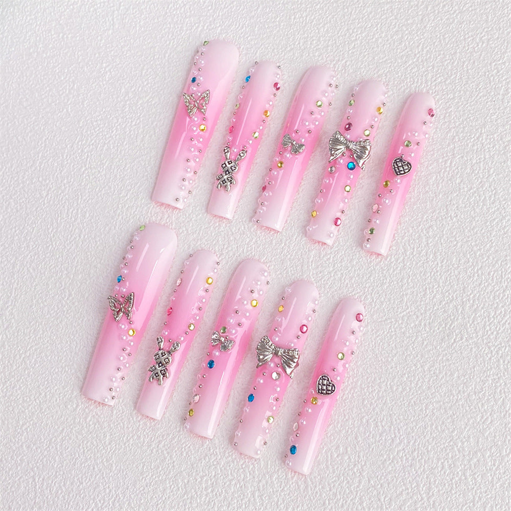 Chic Handmade Butterfly Rabbit Fall Nails, Removable and Stylish Long Nail Patches