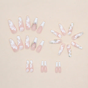 Ballet Snake Print Diamond Nails - Sweet & Chic, Ins Style