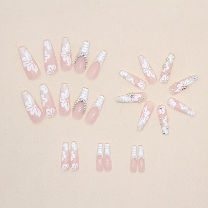 Ballet Snake Print Diamond Nails - Sweet & Chic, Ins Style