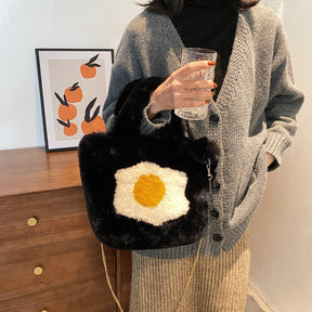 Cute Faux Fur Women's Crossbody Handbag - Ins Trend