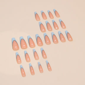 Solid Color Almond French Fall Nails 24 Pieces