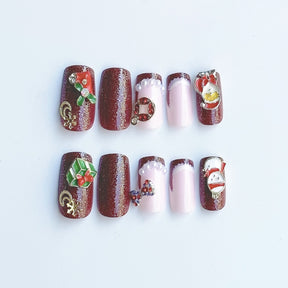 Christmas French Medium Cartoon Hat Ballet Nails