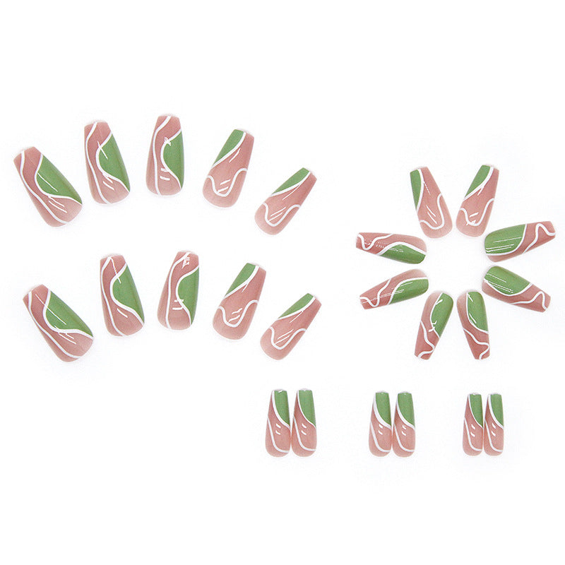 Wearable Ballet Nails with Ombre Ripple Effect - New Arrival