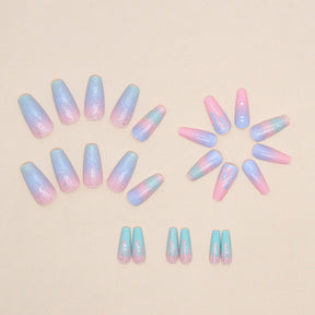 Sweet Shiny Macaron Gradient Nails, Cute Summer Wear