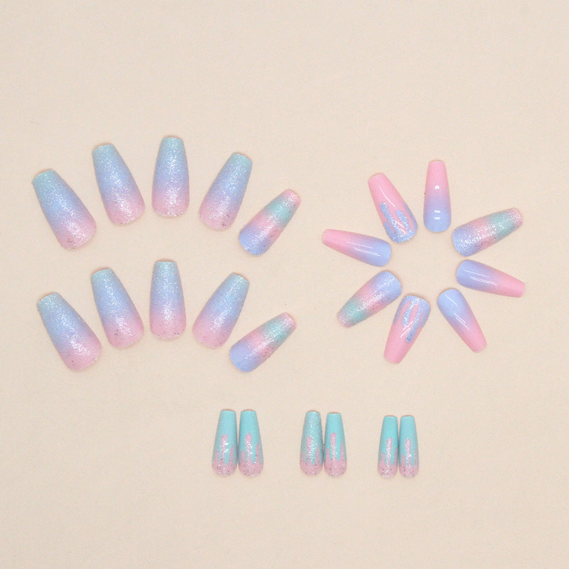 Sweet Shiny Macaron Gradient Nails, Cute Summer Wear