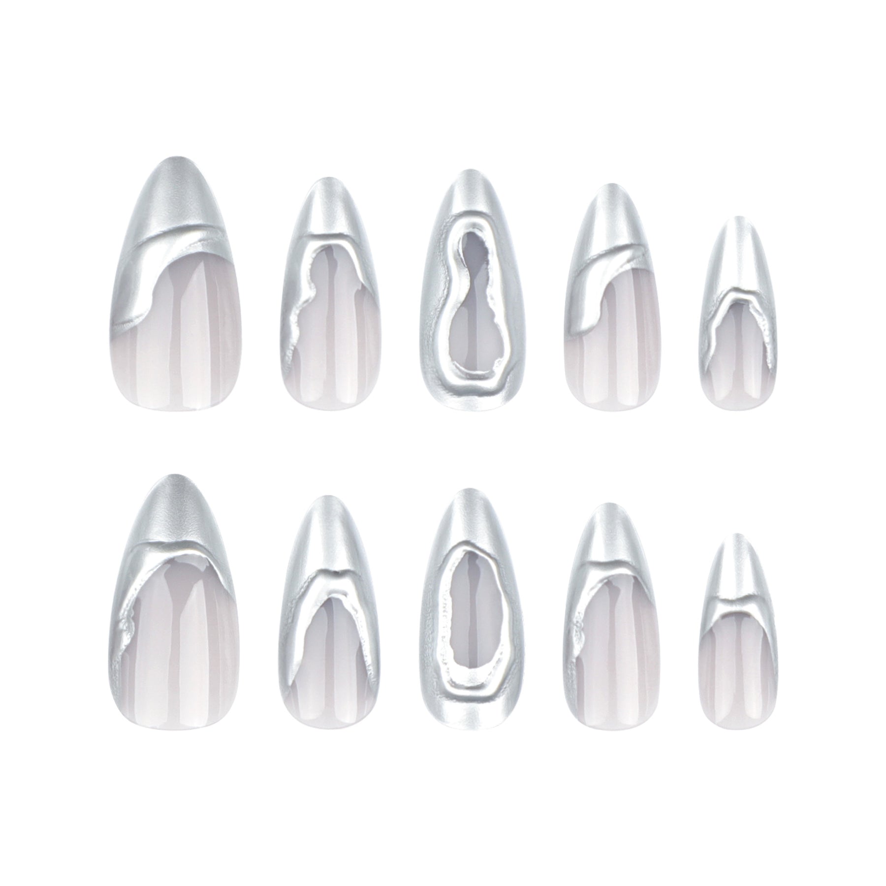 3D French Silver Mirror Nails, Popular Overseas