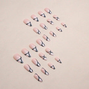 Almond Minimalist Pink Nails, Silver Bubble Mesh Design