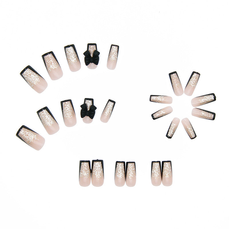 Removable Ballet Nail Tips with Bow and Butterfly