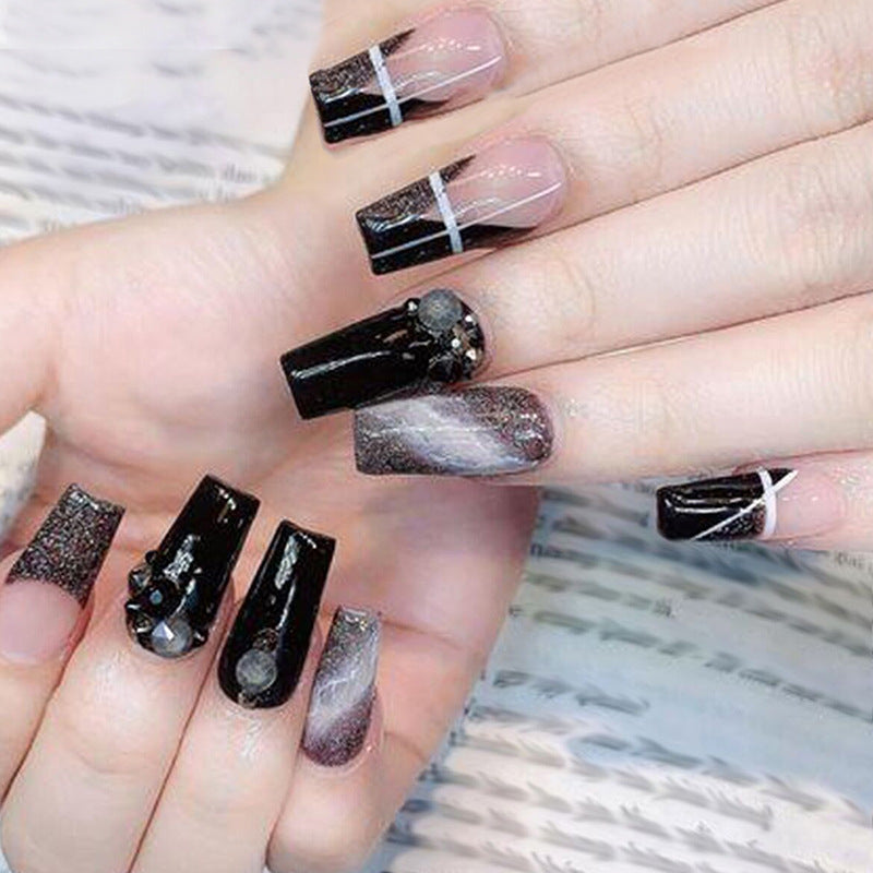 Dark Ombre Glitter Nail Tips