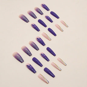 Cool Klein Blue Purple Long Ballet Nails, Shiny and Ethereal