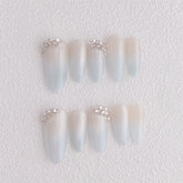 Chic Handmade Crystal Love Gradient Cat Eye Shimmer Fall Nails, Mid-Length Oval Nail Patches