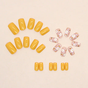 Cute Bee Flower Lemon Yellow Nail Stickers