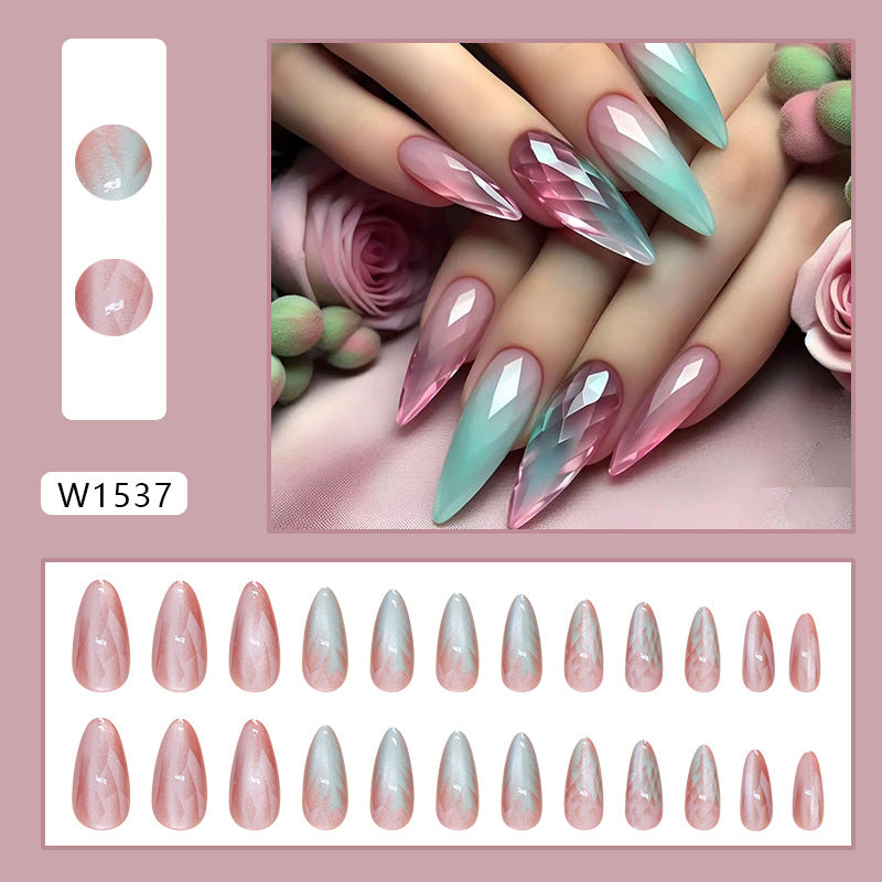 Removable Almond Nails - Gradient Cat Eye Stickers (24 pcs)